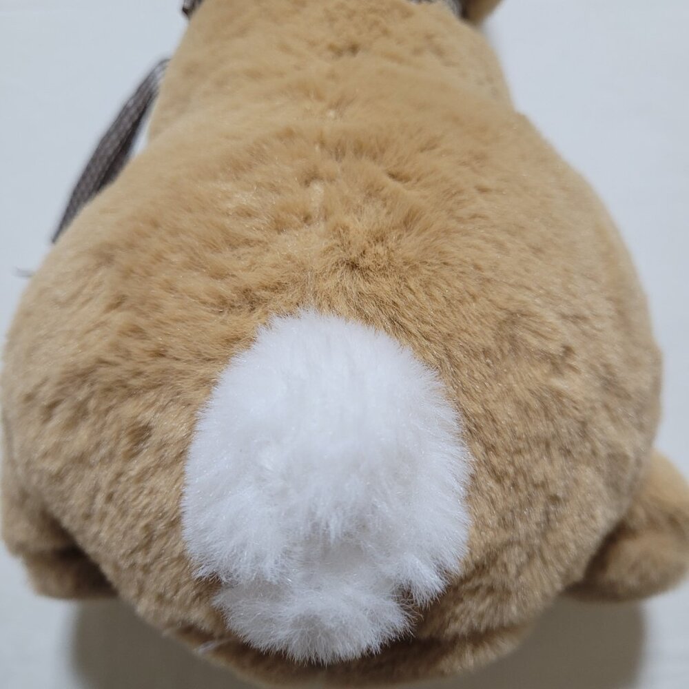 Plush Bunny Gingham Bow Rabbit Stuffed Animal Soft Brown Easter Cottagecore - Picture 8 of 11
